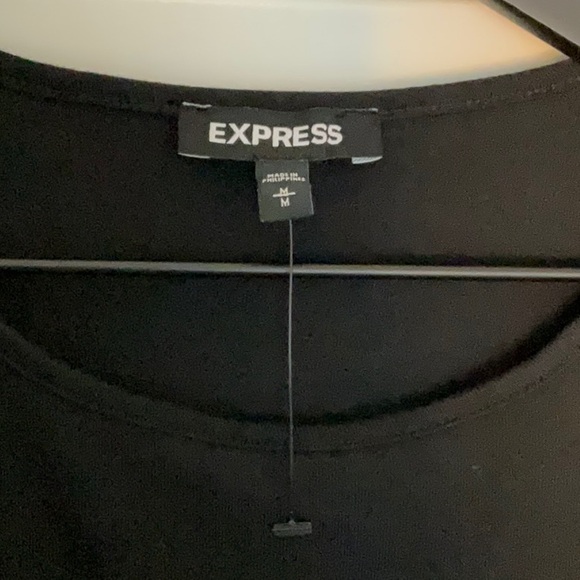 Express Elegant Black Blouse with Sheer Sleeves - Picture 2 of 4